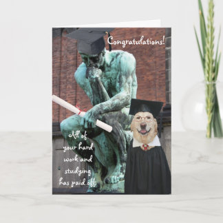 Funny Thinker & Dog Abschluss Karte