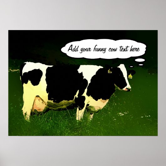 Funny Thinking Cow Poster (Vorne)