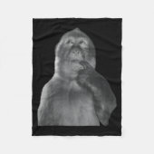 Funny Thinking Monkey Meme Curious Ape Brainrot  Fleecedecke (Vorderseite)