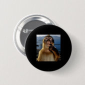Funny Thinking Monkey Meme Curious Ape Brainrot Gi Button (Vorne & Hinten)