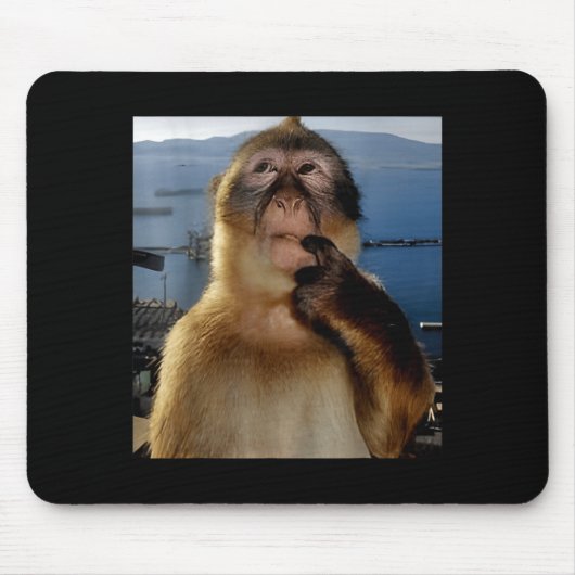 Funny Thinking Monkey Meme Curious Ape Brainrot Gi Mousepad (Vorne)