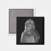 Funny Thinking Monkey Meme Curious Ape Brainrot Magnet (Vorderseite/Rückseite)