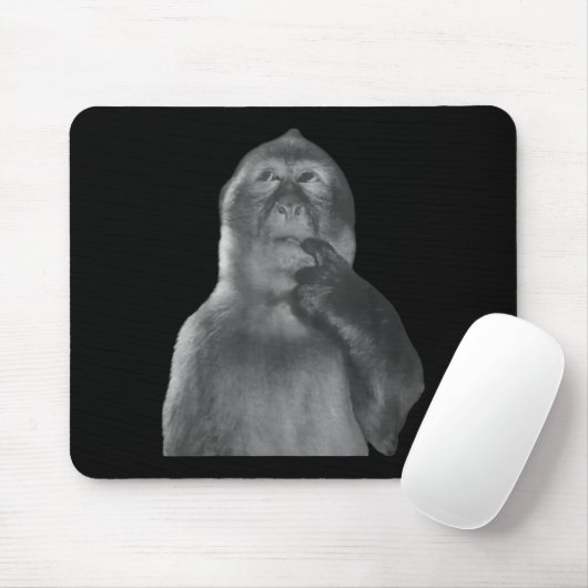 Funny Thinking Monkey Meme Curious Ape Brainrot  Mousepad (Mit Mouse)
