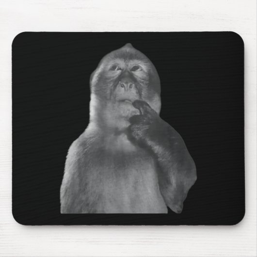 Funny Thinking Monkey Meme Curious Ape Brainrot  Mousepad (Vorne)