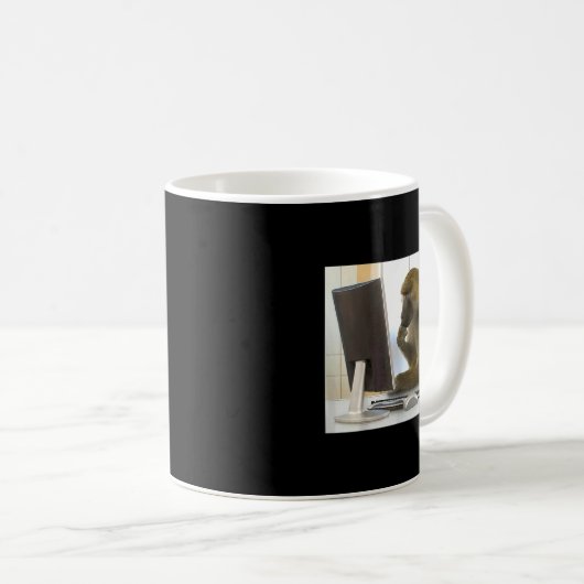 Funny Thinking Monkey Meme Office Curious Ape Brai Kaffeetasse (VorderseiteRechts)