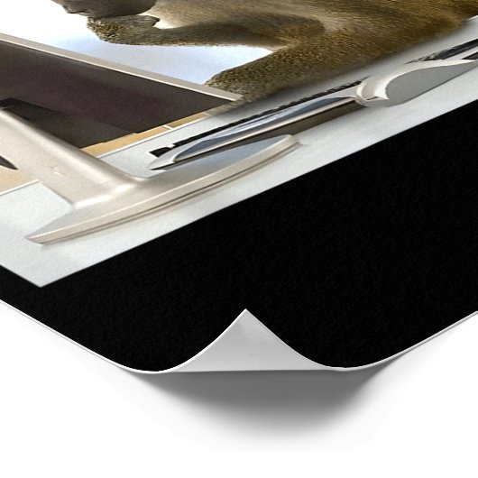 Funny Thinking Monkey Meme Office Curious Ape Brai Poster (Ecke)