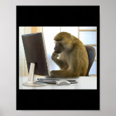 Funny Thinking Monkey Meme Office Curious Ape Brai Poster (Vorne)