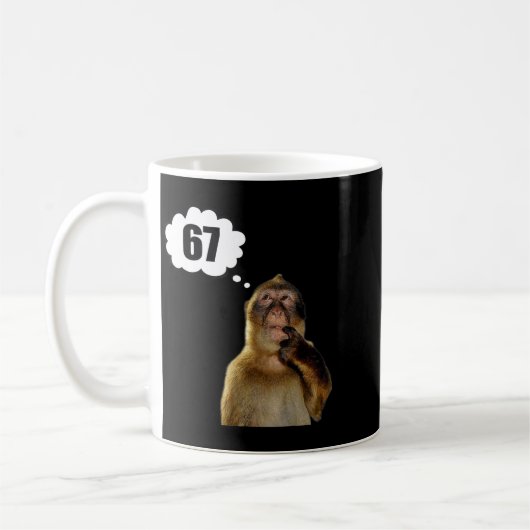 Funny Thinking Monkey Meme Six Seven 6 7 Meme  Kaffeetasse (Links)
