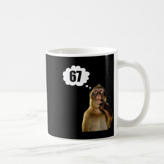 Funny Thinking Monkey Meme Six Seven 6 7 Meme  Kaffeetasse (Rechts)