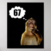 Funny Thinking Monkey Meme Six Seven 6 7 Meme  Poster (Vorne)
