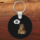 Funny Thinking Monkey Meme Six Seven 6 7 Meme Schlüsselanhänger (Vorderseite)