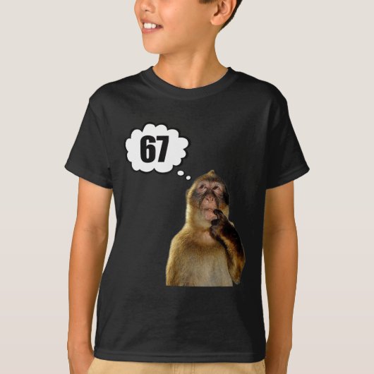 Funny Thinking Monkey Meme Six Seven 6 7 Meme T-Shirt (Vorderseite)