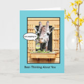 Funny Thinking, Niedliche Giraffe durch Fenster Karte (Gelbe Blume)