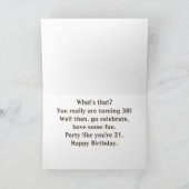 Funny Thirtieth Birthday Card, tratschende Tiere Karte (Innenseite)