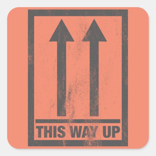 Funny this way up sign quadratischer aufkleber (Vorderseite)