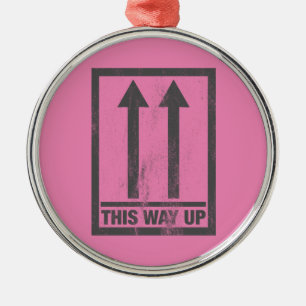 Funny this way up sign silbernes ornament