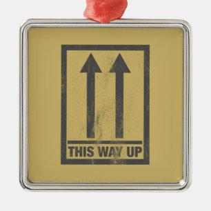 Funny this way up sign silbernes ornament