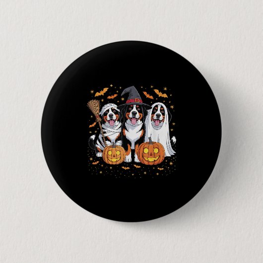 Funny Three Berner Mounese Pumpkin Halloween Hund Button (Vorderseite)