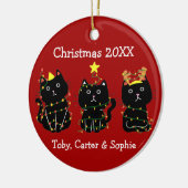 Funny Three Cats Weihnachtslichter Individuelle Na Keramik Ornament (Links)
