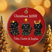 Funny Three Cats Weihnachtslichter Individuelle Na Keramik Ornament
