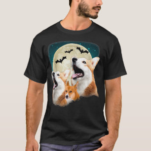 Funny Three Corgi Halloween und Halloween Moon T-Shirt