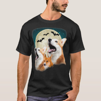 Funny Three Corgi Halloween und Halloween Moon T-Shirt