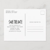 Funny Three Foto Wedding Save the Date Ankündigungspostkarte (Rückseite)