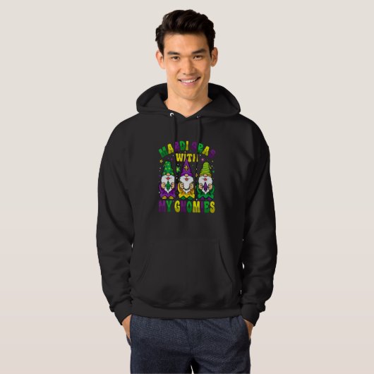 Funny Three Gnomes Mardi Gras Parading With My Gno Hoodie (Vorne ganz)