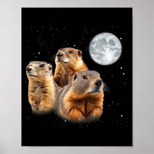 Funny Three Groundhog Moon Groundhog Day  Poster (Vorne)