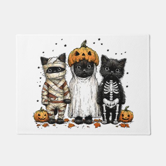 Funny Three Halloween Cats Fußmatte (Vorderseite)