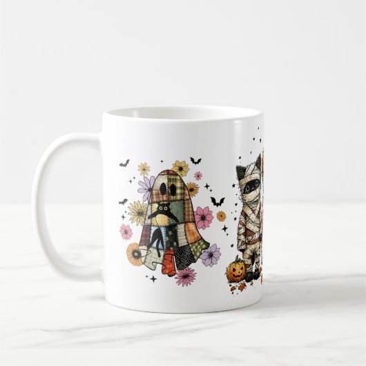 Funny Three Halloween Cats Kaffeetasse (Links)