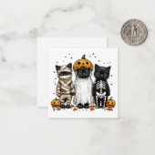 Funny Three Halloween Cats Mitteilungskarte (Vorderseite/Rückseite Beispiel)
