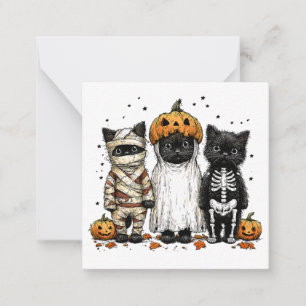 Funny Three Halloween Cats Mitteilungskarte