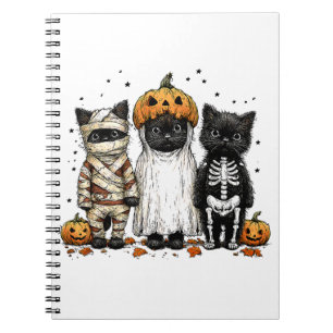 Funny Three Halloween Cats Notizblock