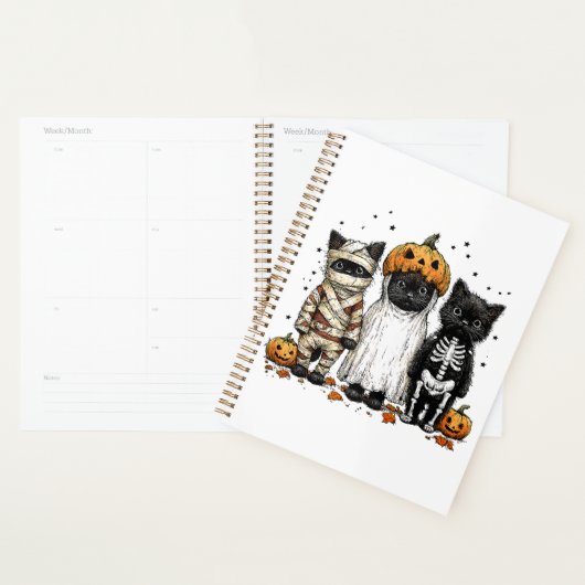 Funny Three Halloween Cats Planer (Anzeige)