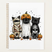 Funny Three Halloween Cats Planer (Vorderseite)