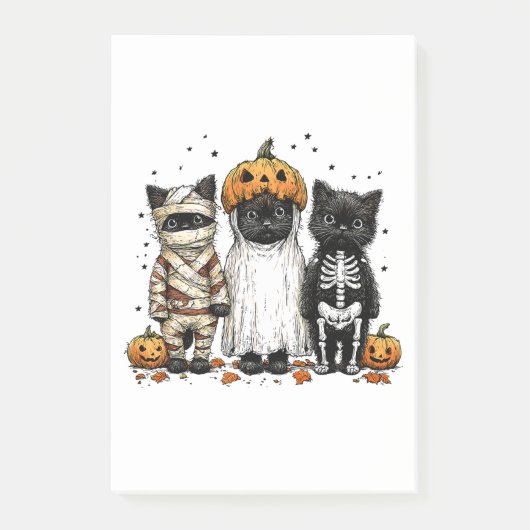 Funny Three Halloween Cats Post-it Klebezettel (Vorderseite)