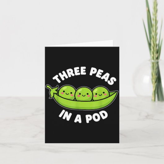 Funny Three Peas In A D Cute Kawaii Karte (Vorderseite)