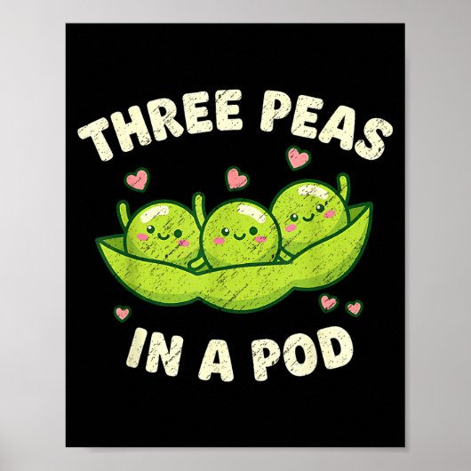 Funny Three Peas In A D Cute Kawaii  Poster (Vorne)