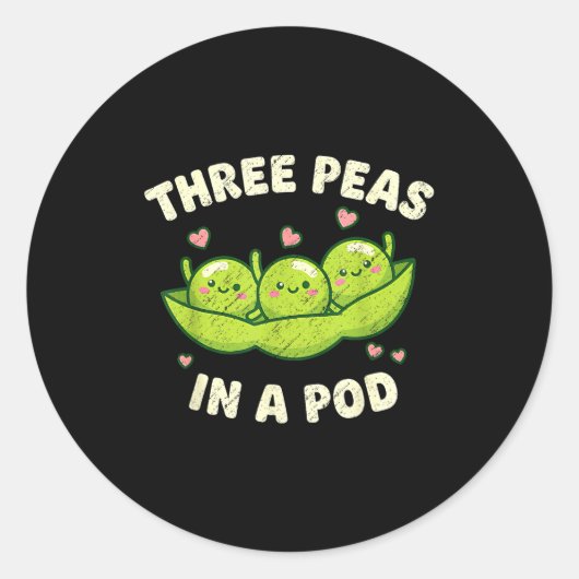 Funny Three Peas In A D Cute Kawaii Runder Aufkleber (Vorderseite)