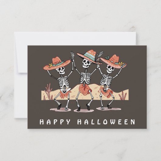 Funny Three Skeleton Halloween Karte (Vorderseite)
