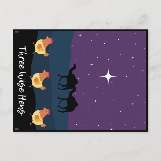 Funny Three Wise Hens Christmas Postcard Postkarte (Vorderseite)