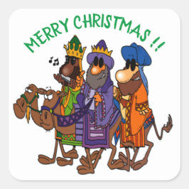 Funny Three Wise Men Typ zu Weihnachten im Kamel Quadratischer Aufkleber