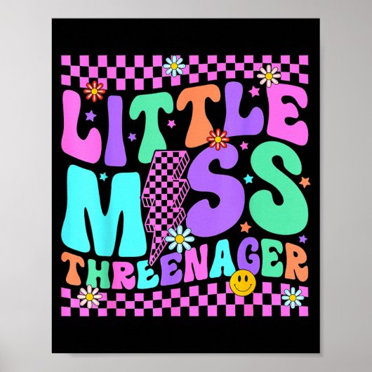 Funny Threenager Happy 3rd Bday Party 3 Years Old Poster (Vorne)