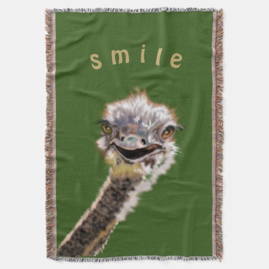 Funny Throw Blanket Happy Ostrich Smile Decke (Vorderseite Vertikal)