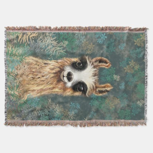 Funny Throw Blanket mit Neugierigem Llama Decke (Vorderseite)
