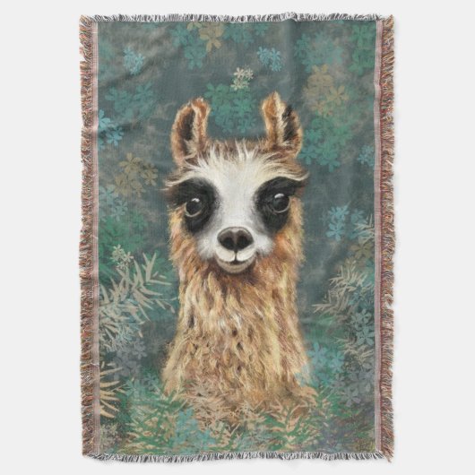 Funny Throw Blanket mit Neugierigem Llama Decke (Vorderseite Vertikal)