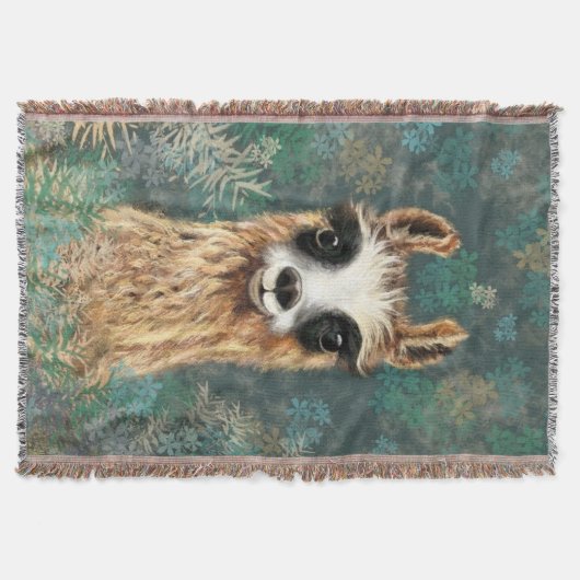 Funny Throw Blanket mit Neugierigem Llama Decke (Vorderseite)