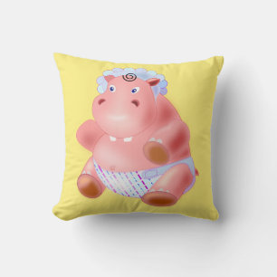 Funny Throw Kissen mit Baby Hippo - Farbe auswähle