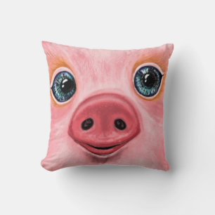 Funny Throw Kissen Pink Baby Pig - Lächeln